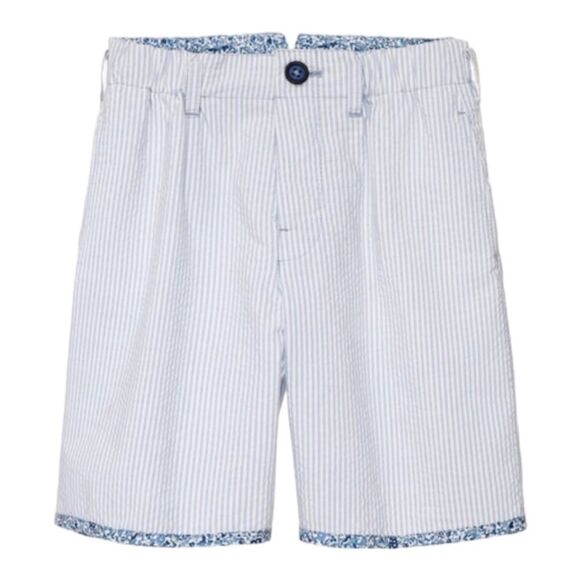 ZARA Kids | Blue | CONTRAST HEM STRIPED TEXTURED SHORTS LIMITED EDITION - Picture 2 of 7